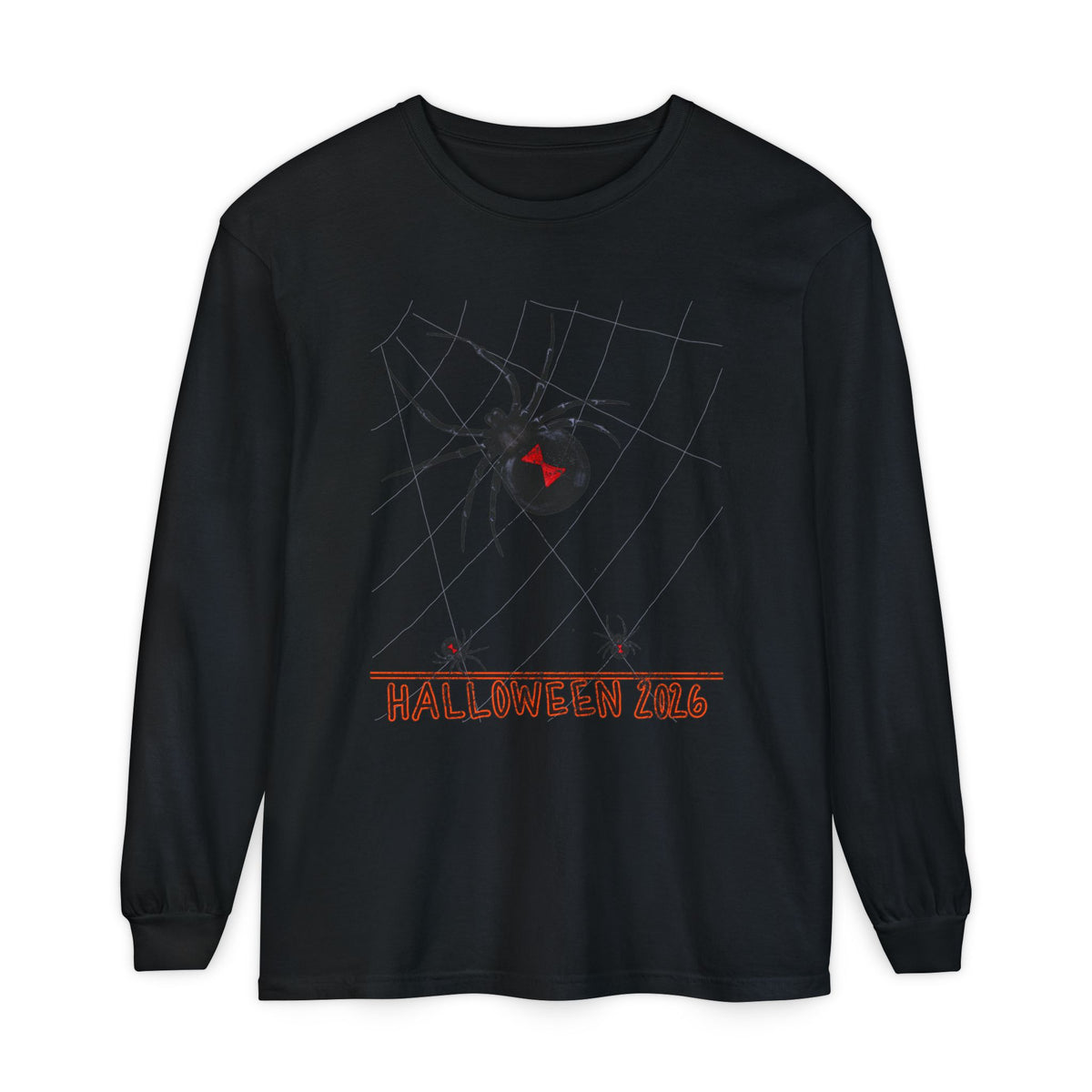 Halloween 2026 Black Widow Long-Sleeved Comfort Colors Tee