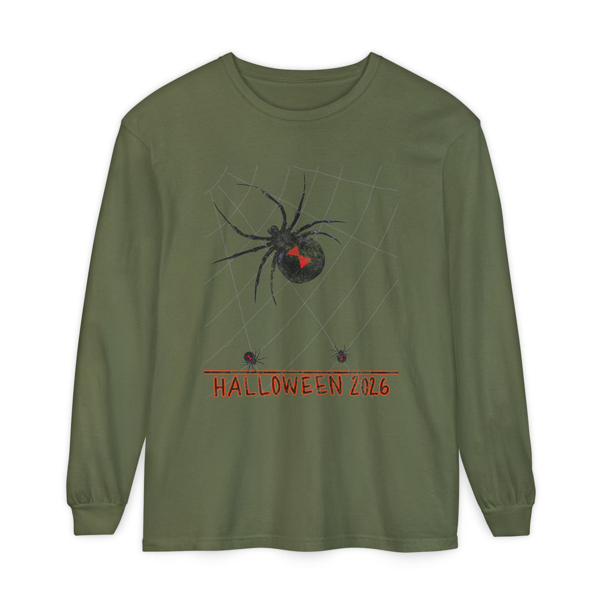 Halloween 2026 Black Widow Long-Sleeved Comfort Colors Tee