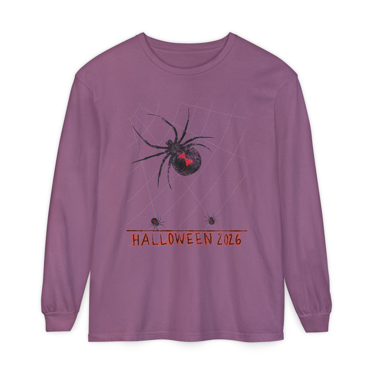 Halloween 2026 Black Widow Long-Sleeved Comfort Colors Tee